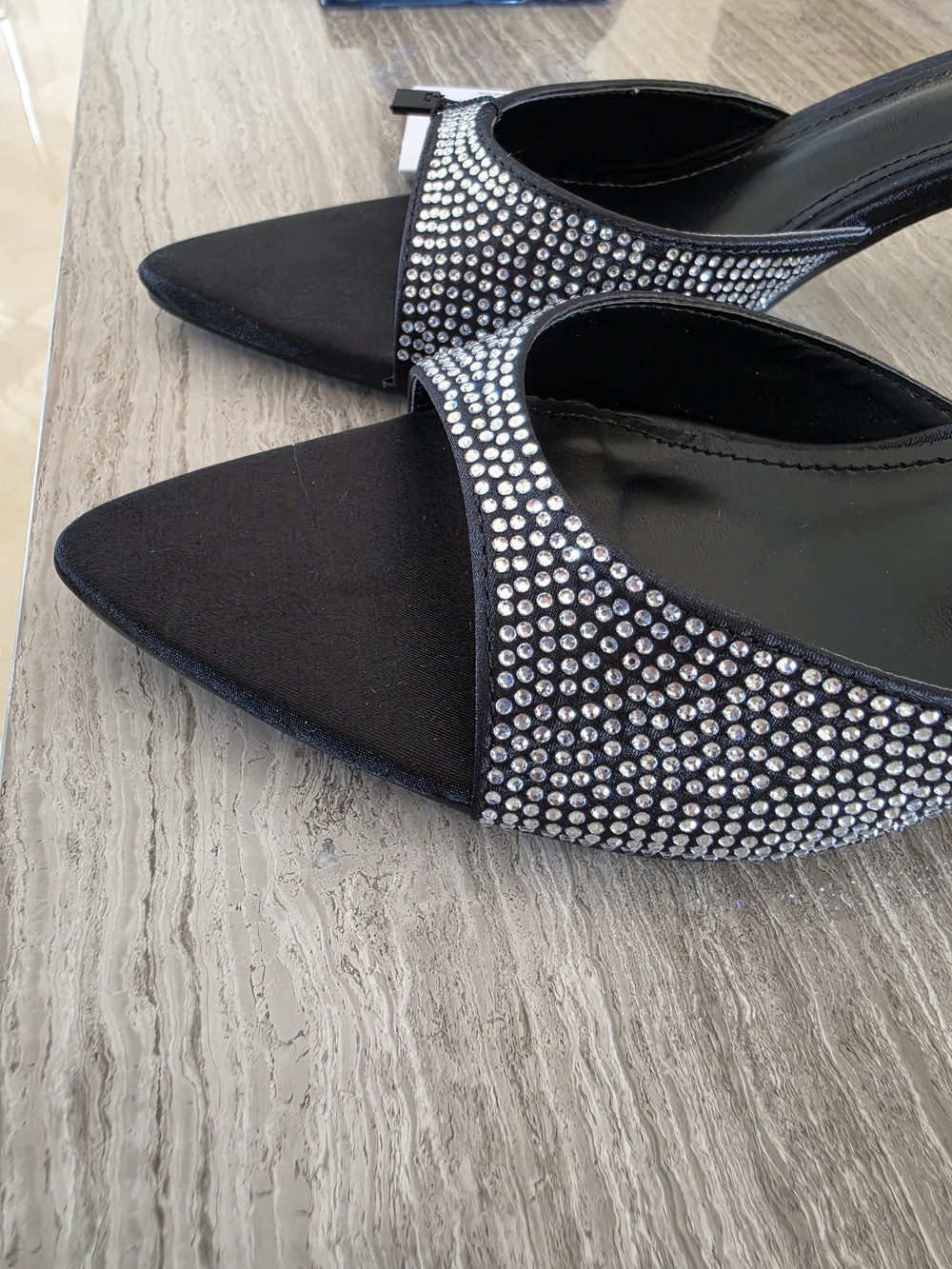 Mango Black Rhinestone Pointed-Toe Mule - Picture 11 of 13